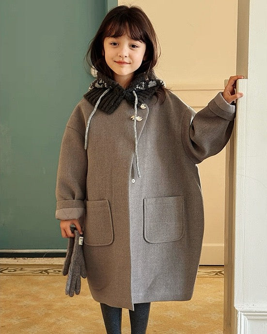 キッズ ニットネックウォーマー グレー柄  UNIDRE baby&kids Kids knit neck warmer gray pattern UNIDRE baby&kids